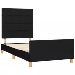 fekete szövet ágykeret matrac nélkül 100x200 cm