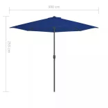 kék féloldalas erkélynapernyő alumíniumrúddal 300x155x223 cm