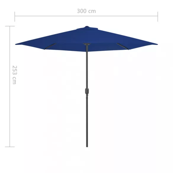 kék féloldalas erkélynapernyő alumíniumrúddal 300x155x223 cm