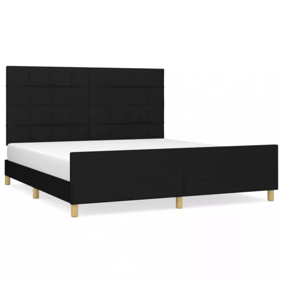 fekete szövet ágykeret matrac nélkül 160 x 200 cm