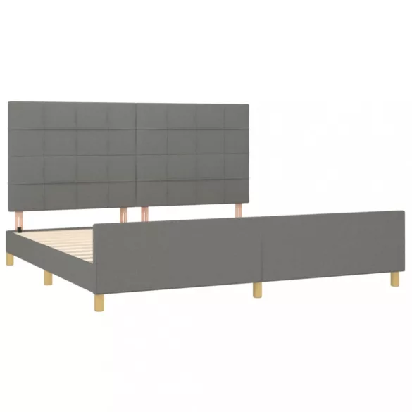 sötétszürke szövet ágykeret matrac nélkül 200 x 200 cm