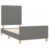 sötétszürke szövet ágykeret matrac nélkül 80x200 cm