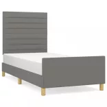 sötétszürke szövet ágykeret matrac nélkül 90x200 cm