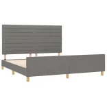 sötétszürke szövet ágykeret matrac nélkül 180 x 200 cm