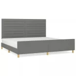 sötétszürke szövet ágykeret matrac nélkül 200 x 200 cm