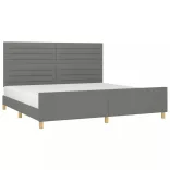 sötétszürke szövet ágykeret matrac nélkül 200 x 200 cm