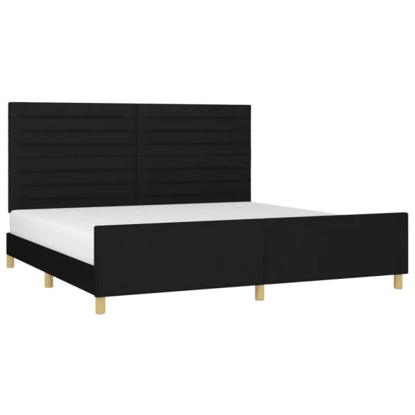 fekete szövet ágykeret matrac nélkül 200 x 200 cm