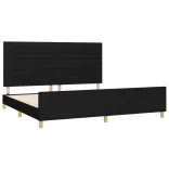 fekete szövet ágykeret matrac nélkül 200 x 200 cm