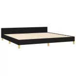 fekete szövet ágykeret matrac nélkül 200 x 200 cm