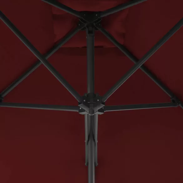 bordóvörös kültéri napernyő acélrúddal 300 x 230 cm