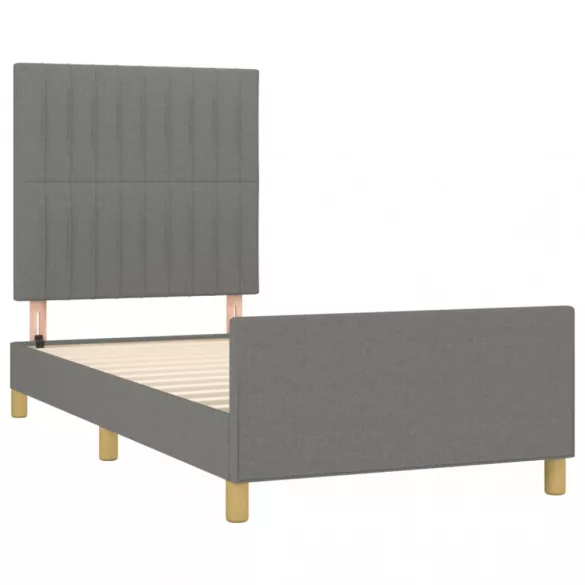 sötétszürke szövet ágykeret matrac nélkül 100x200 cm