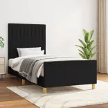 fekete szövet ágykeret matrac nélkül 100x200 cm