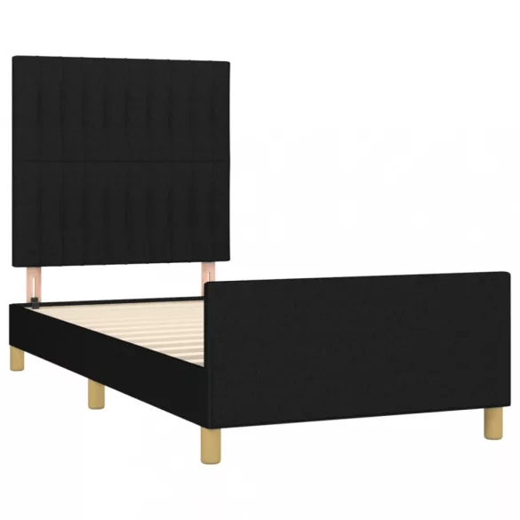 fekete szövet ágykeret matrac nélkül 100x200 cm