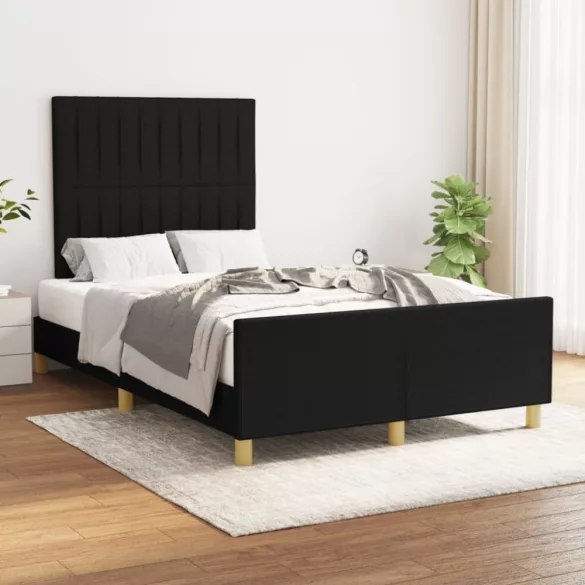 fekete szövet ágykeret matrac nélkül 120x200 cm