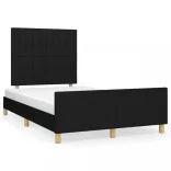 fekete szövet ágykeret matrac nélkül 120x200 cm