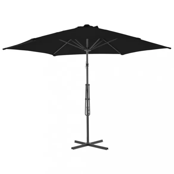 fekete kültéri napernyő acélrúddal 300 x 230 cm