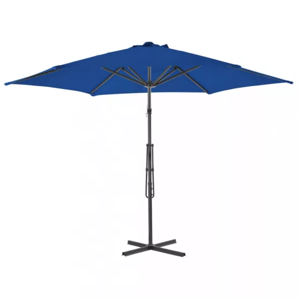 kék kültéri napernyő acélrúddal 300 x 230 cm