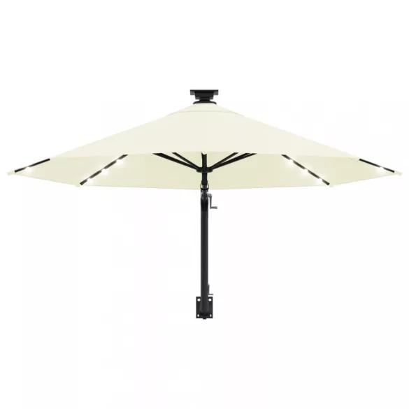 homokszínű fali napernyő LED-ekkel és fémrúddal 300 cm