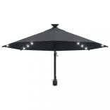 antracitszürke fali napernyő LED-ekkel és fémrúddal 300 cm