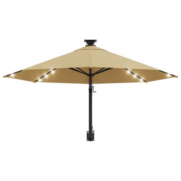 tópszínű fali napernyő LED-ekkel és fémrúddal 300 cm