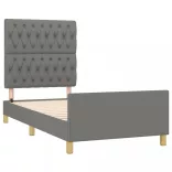 sötétszürke szövet ágykeret matrac nélkül 100x200 cm
