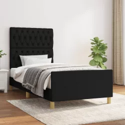 fekete szövet ágykeret matrac nélkül 100x200 cm