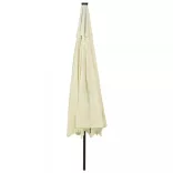 homokszínű kültéri napernyő LED-fényekkel és fémrúddal 400 cm