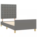 sötétszürke szövet ágykeret fejtámlával 90 x 200 cm
