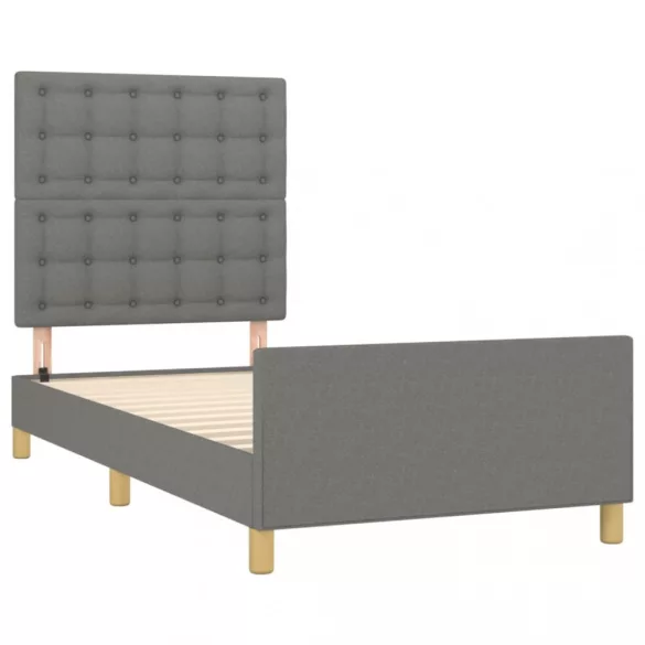 sötétszürke szövet ágykeret fejtámlával 90 x 200 cm