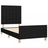 fekete szövet ágykeret fejtámlával 90 x 200 cm
