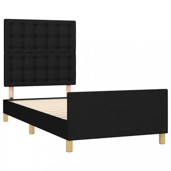 fekete szövet ágykeret fejtámlával 90 x 200 cm