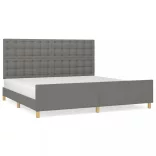 sötétszürke szövet ágykeret matrac nélkül 200 x 200 cm