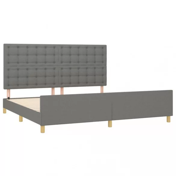 sötétszürke szövet ágykeret matrac nélkül 200 x 200 cm