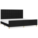 fekete szövet ágykeret matrac nélkül 200 x 200 cm