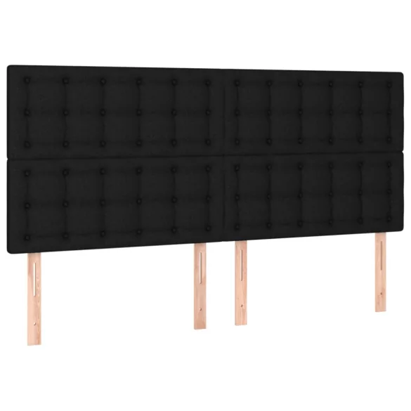 fekete szövet ágykeret matrac nélkül 200 x 200 cm