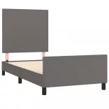 szürke műbőr ágykeret fejtámlával 90 x 200 cm