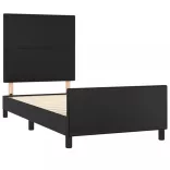 fekete műbőr ágykeret fejtámlával 100x200 cm