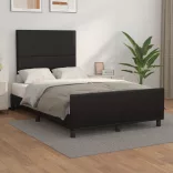 fekete műbőr ágykeret fejtámlával 120 x 200 cm
