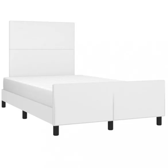 fehér műbőr ágykeret fejtámlával 120 x 200 cm