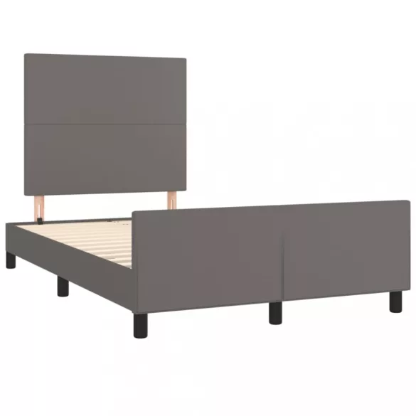 szürke műbőr ágykeret fejtámlával 120 x 200 cm