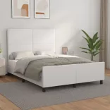 fehér műbőr ágykeret fejtámlával 140x200 cm