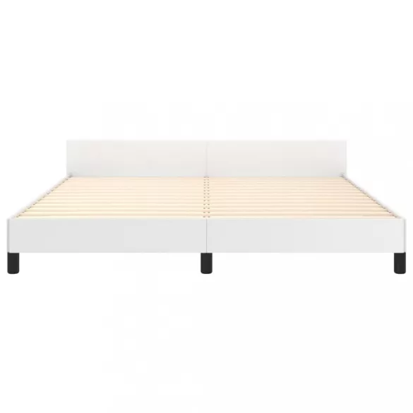 fehér műbőr ágykeret fejtámlával 160x200 cm