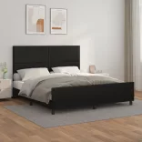 fekete műbőr ágykeret fejtámlával 180x200 cm