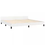 fehér műbőr ágykeret fejtámlával 200x200 cm