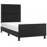 fekete műbőr ágykeret fejtámlával 90x200 cm