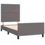szürke műbőr ágykeret fejtámlával 90 x 200 cm