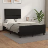 fekete műbőr ágykeret fejtámlával 120 x 200 cm