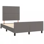 szürke műbőr ágykeret fejtámlával 120 x 200 cm