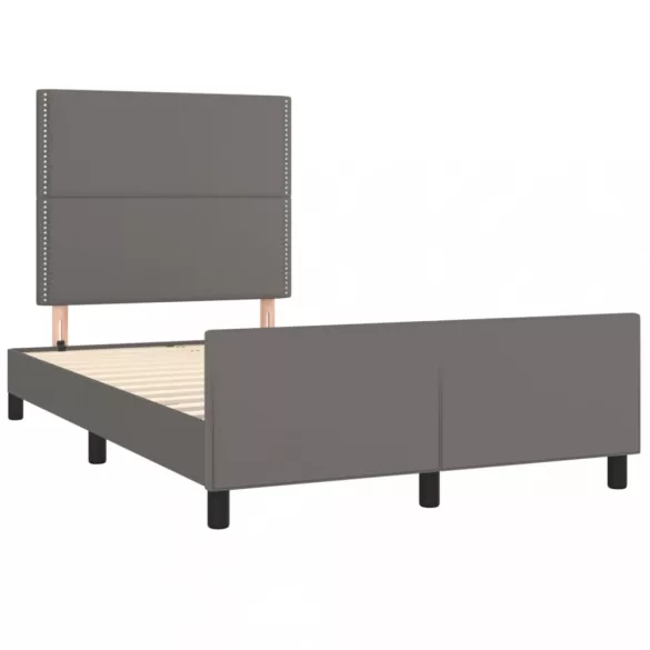 szürke műbőr ágykeret fejtámlával 120 x 200 cm