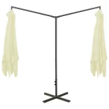 homokszínű dupla napernyő acélrúddal 600 x 300 cm